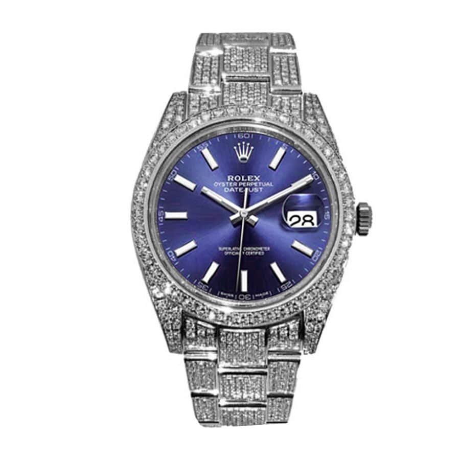 rolex-datejust-white-gold-blue-dial-iced-out-126300-replica